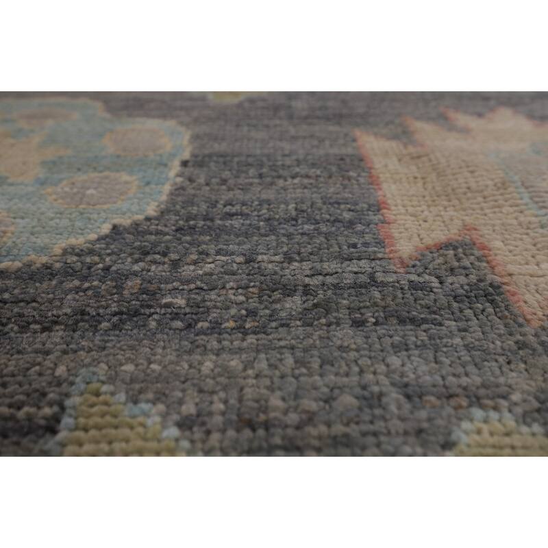 Vegetable Dye Oushak Oriental Area Rug Handmade Grey Wool Carpet - 8'4"x 9'11"