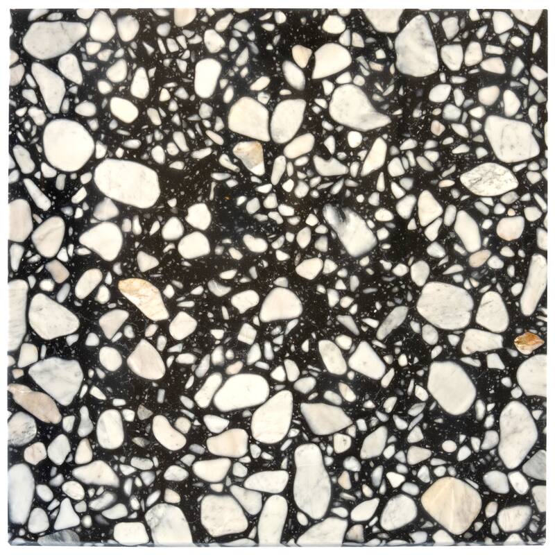 Apollo tile 24" x 24" Terraforma Polished Jet Black Terrazzo Tile (15.5 sq ft/case) - 4 Pack