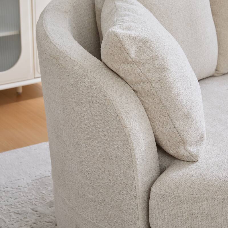 Plush Chenille Curved Lovesofa, Oversized Deep Seat Lounge Sofa, Upholstered Sofa with 4 Removable Cushions for Living Room