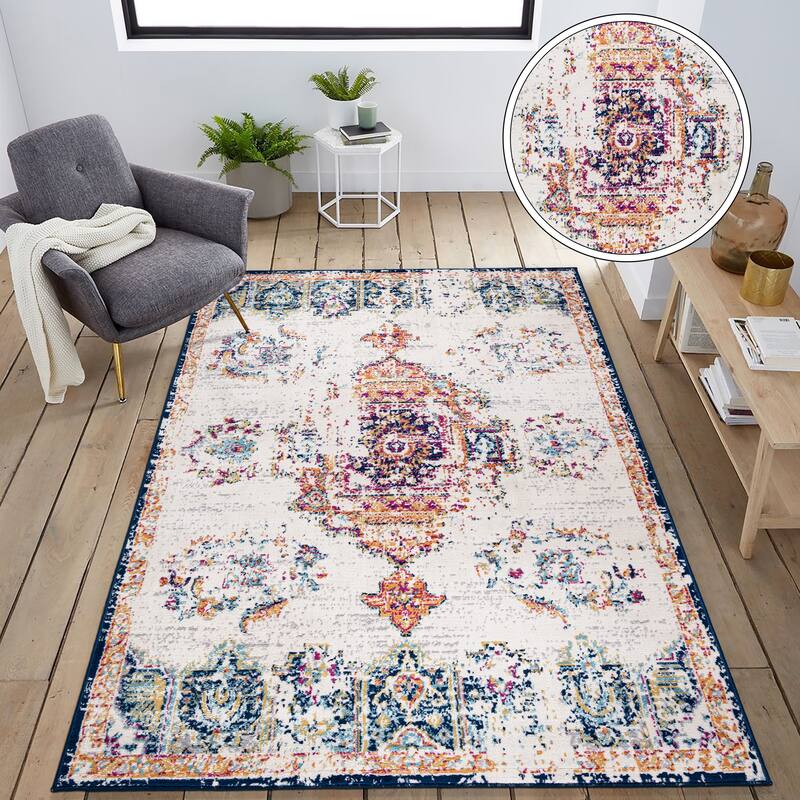World Rug Gallery Vintage Distressed Boho Oriental Area Rug