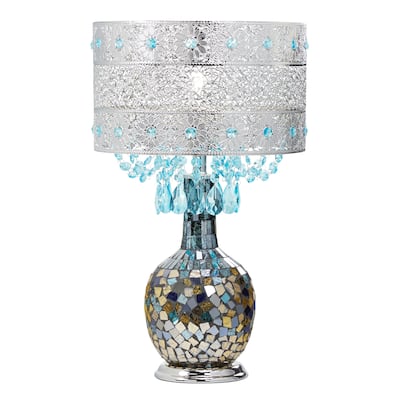 River of Goods Mattei Jeweled Metal Shade with Mosaic Base Table Lamp