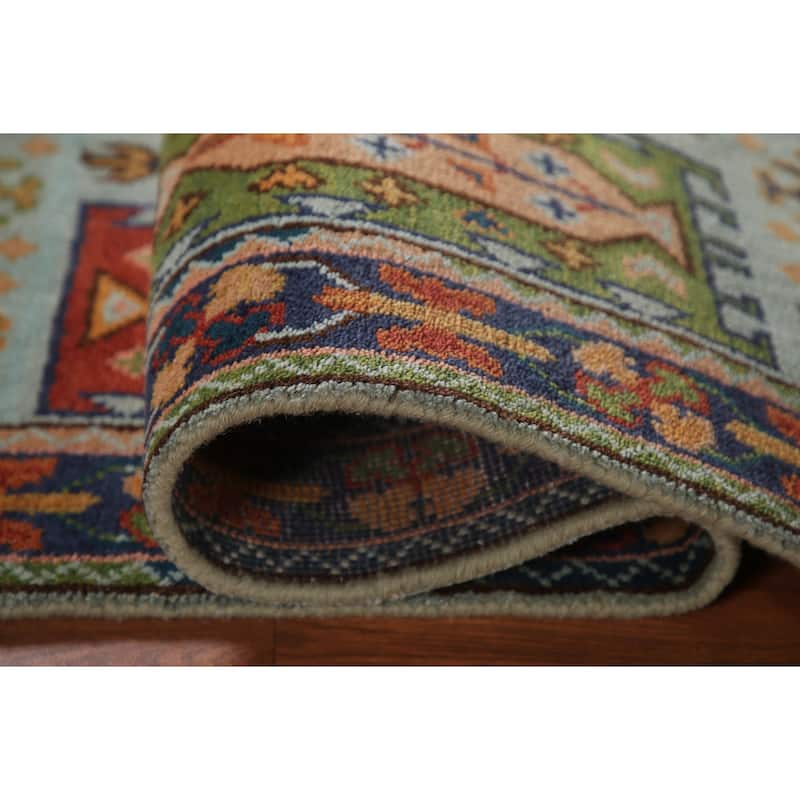Geometric Heriz Serapi Oriental Accent Rug Handmade Blue Wool Carpet - 3'10"x 6'0"