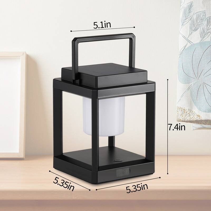 7.4" Outdoor Solar Lantern With LED Light Battery Powered, Durable & Stylish