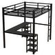 preview thumbnail 9 of 12, Full Metal Loft Bed with Desk and Shelves, Loft Bed with Ladder and Guardrails, Loft Bed Frame for Bedroom