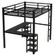 preview thumbnail 6 of 11, Full Size Metal Loft Bed with Built-in Desk and Shelves, Multifunctional Loft Bed Frame with Ladder and Guardrails
