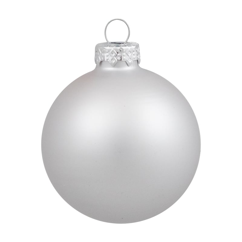 Shiny and Matte Glass Ball Christmas Ornaments - 2.5" - Silver - 40ct