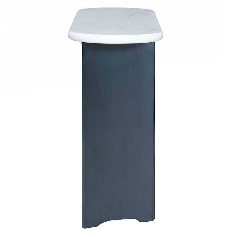 Entryway Table with Oval Faux Marble Top