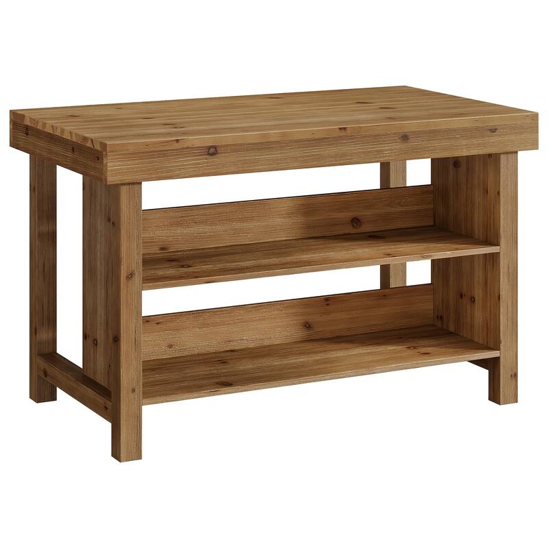 Solid Wood Bar Table, Open Storage Counter Height Pub Dining Table, Kitchen Dining/Living Room Basement Accent Bar Unit