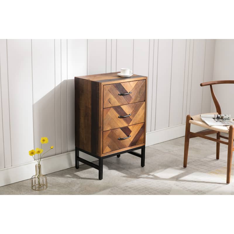 Benton Oak Wood 3 Drawer Nightstand