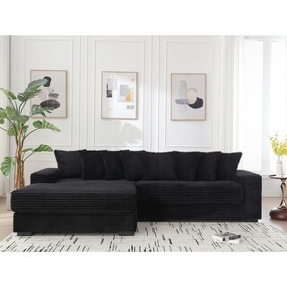 Oversized Two-Piece Couches, L Shaped Sofa, Corduroy, Right Chaise Daybed,with Armrests,Eight Throw Pillows,Corner Sofa