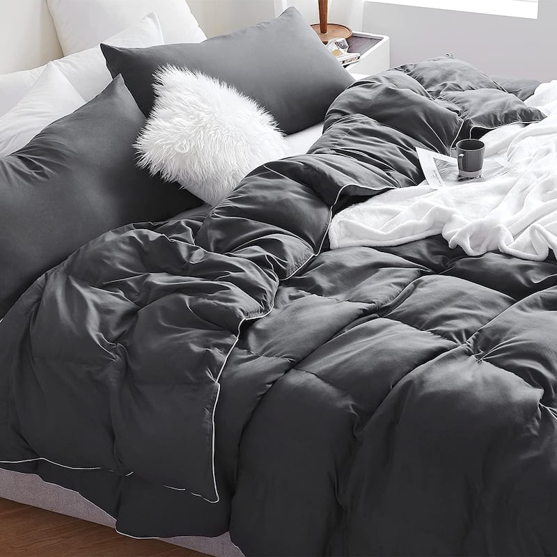 Snorze® Cloud Comforter Set - Coma Inducer® Oversized Bedding in Faded Black