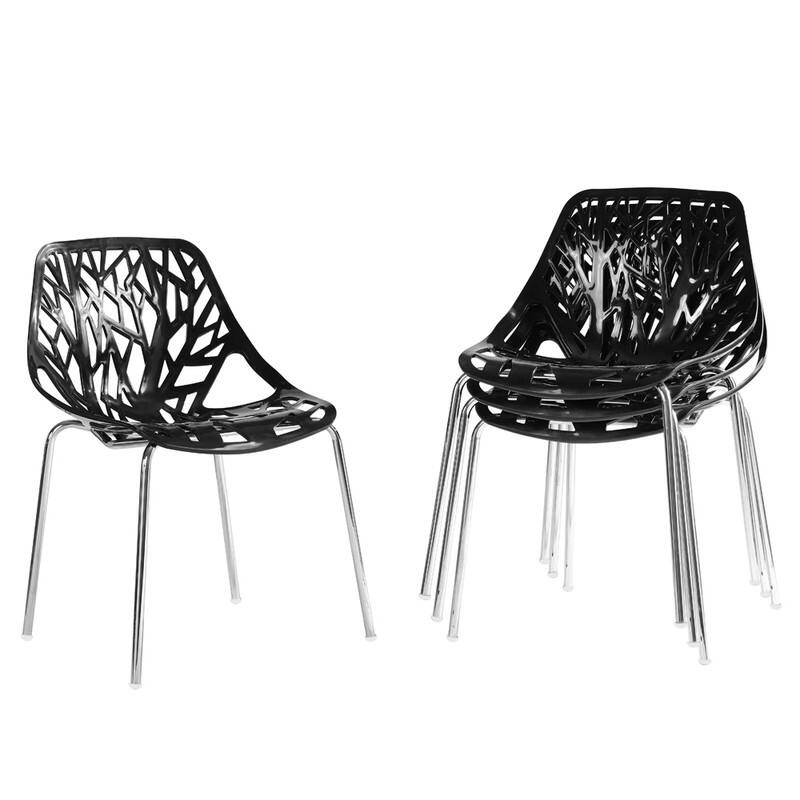4pcs Bird's Nest Style Lounge Chair Dining Chair Black - Black