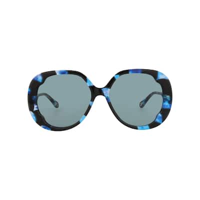 Chloé Round-Frame Recycled Acetate Sunglasses - Havana Havana Blue - NS