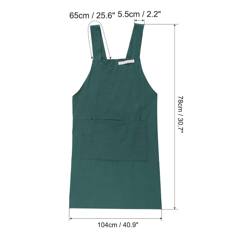 Cotton Aprons, 78 x 104cm Adjustable Bib Kitchen Apron with Pockets - 78 x 104 cm - Blue