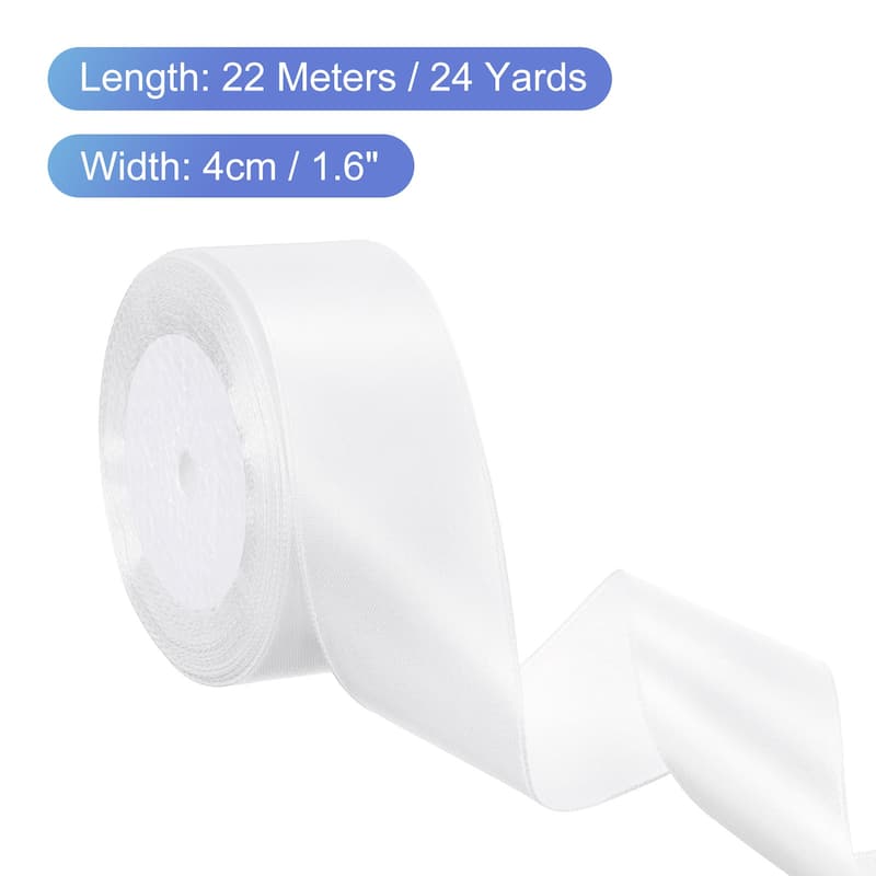 24 Yards Satin Ribbon Polyester for Gift Decoration - White