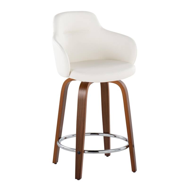 Carson Carrington Iglabo 24" Fixed-Height Counter Stool with Bent Wood Legs and Round Footrest (Set of 2)