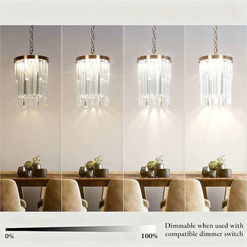 Modern LED Crystal 1-Light Pendant Light for Kitchen Island Foyer Bathroom - 7.8" Dia. x 11.8" H