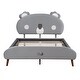 preview thumbnail 14 of 54, Upholstered Bed with Cute Shape Headboard Design Platform Bed for Toddler Kids Boys Girls Children Bed Wood Slat Support Bed