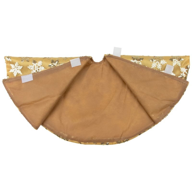20" Gold Sequin Snowflake Pattern Mini Christmas Tree Skirt - 20