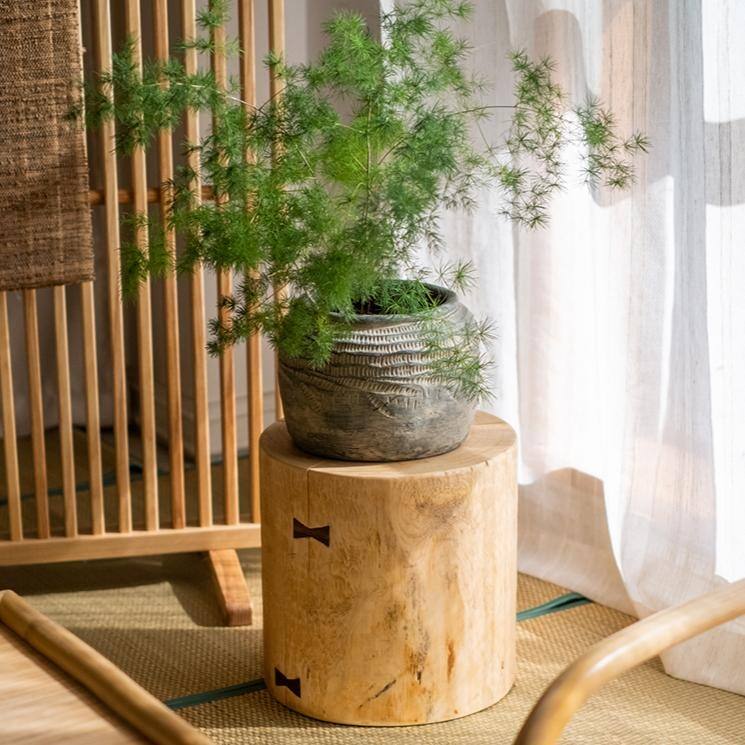 RusticReach Pine Wood Pedestal Table Side Table