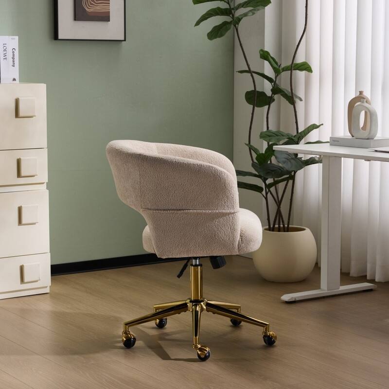 22.64 Inch Velvet Ring Backrest Swivel Office Chair
