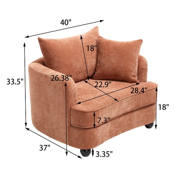 dimension image slide 0 of 11, 40.2" Modern Chenille Accent Chair,Comfy Reading Chair with Storage Ottoman
