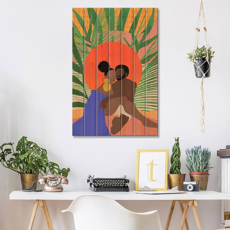 Black Couple Print On Wood by Sagmoon Paper Co. - Multi-Color