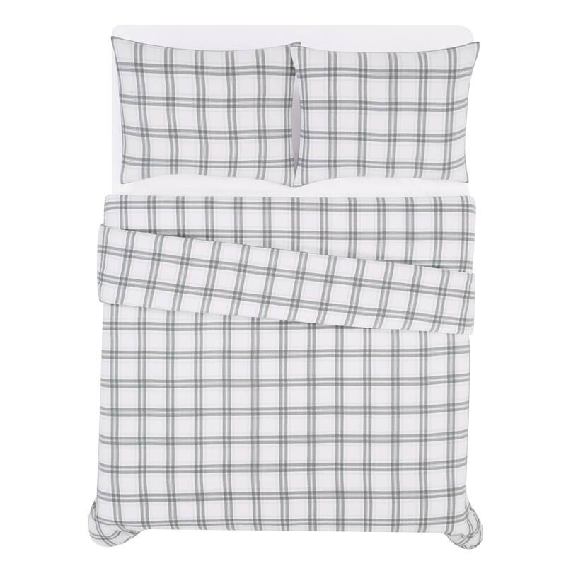 London Fog Printed Cotton Flannel 3 Piece Comforter Set