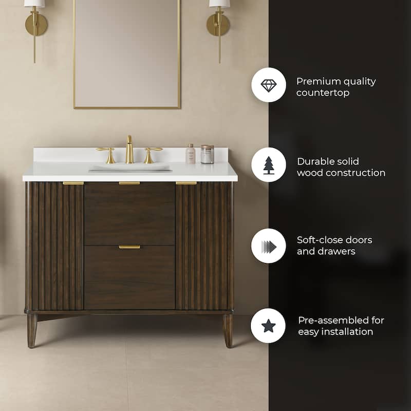 Gabi Bathroom Vanity with White Engineered Stone Top