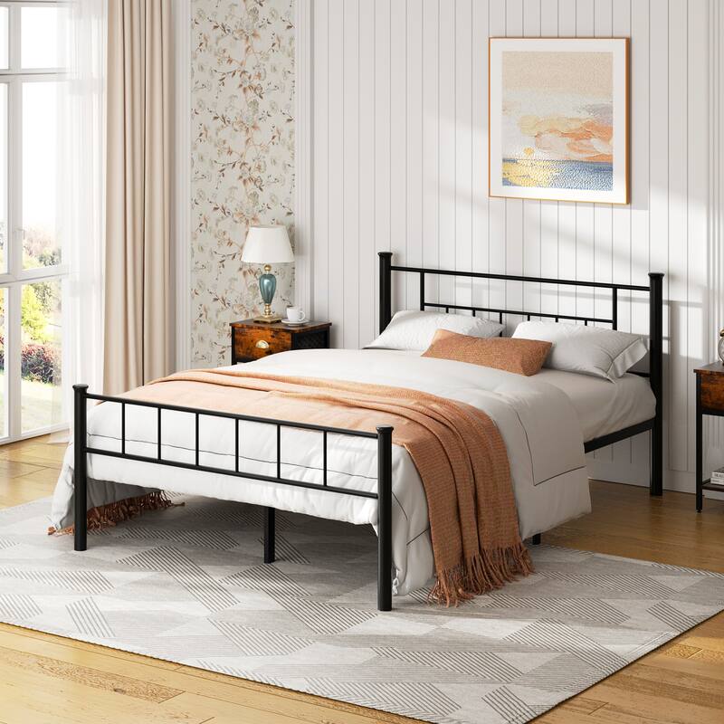 Futzca Metal Bed Frame with Headboard and Footboard