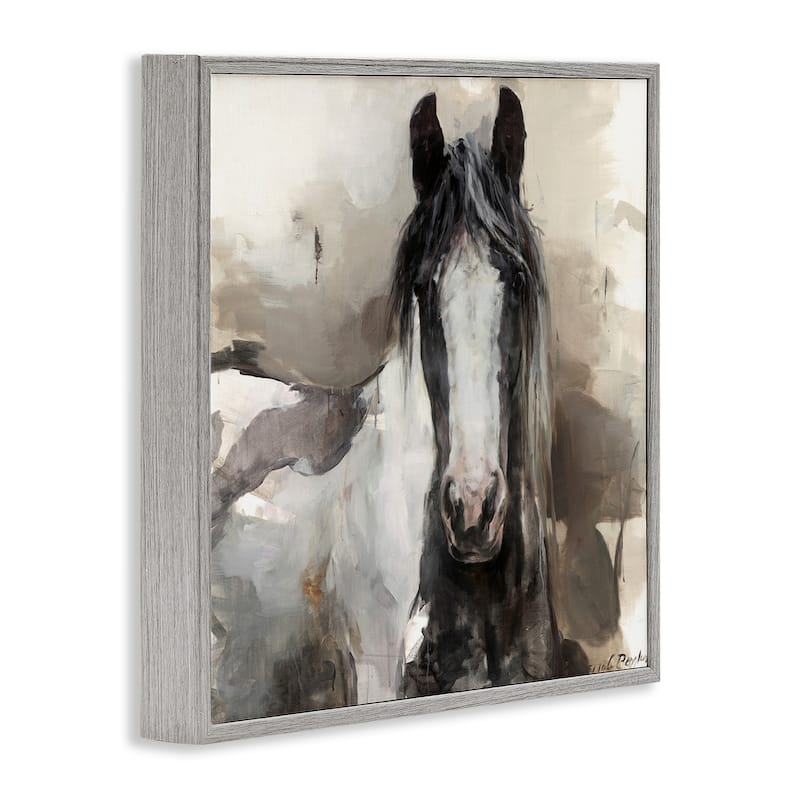 Stupell Grey & Beige Horse Abstract Framed Giclee Art Design By Marilyn Hageman