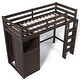 preview thumbnail 10 of 18, Espresso Twin Size Loft Bed with Wardrobe, Storage Shelves and Ladder for Kids, Boys and Girls