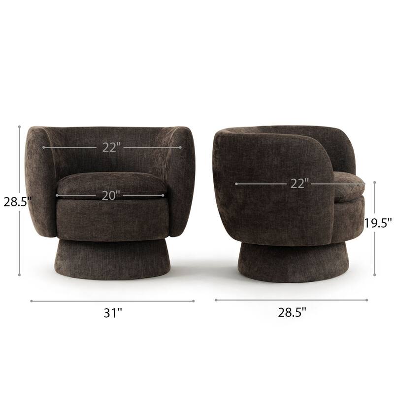 Modern Upholstered Swivel Barrel Accent Chair with Curved Back