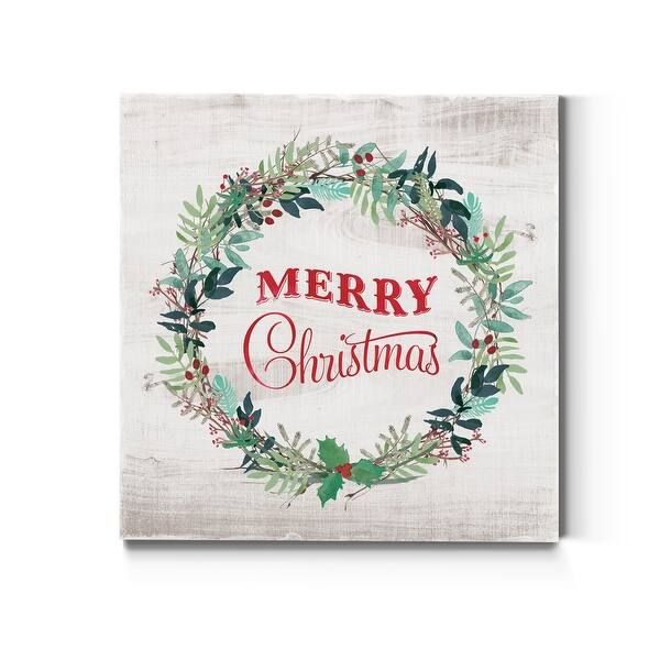 slide 2 of 10, Merry Christmas Wreath-Premium Gallery Wrapped Canvas - Ready to Hang - Multi-Color