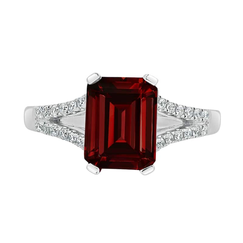 Auriya 2 1/8ct Fancy Emerald-cut Garnet Gemstone and Diamond Engagement Ring 1/4ctw 14k Gold