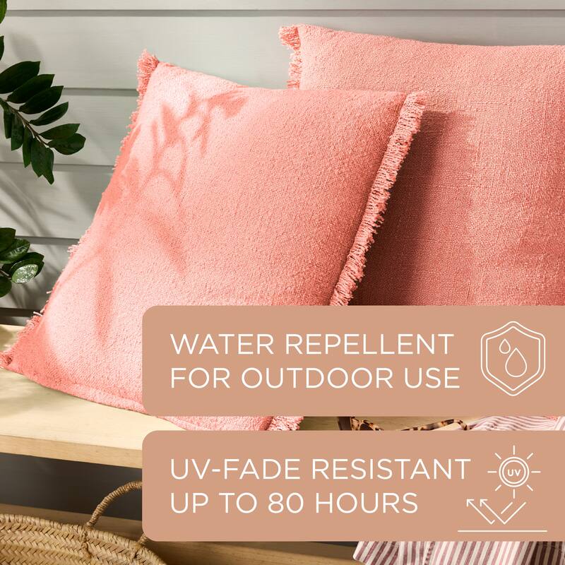 TOWN & COUNTRY EVERDAY Rio Solid Fringe Indoor/Outdoor Decorative Pillow 20"X20" Sage Green