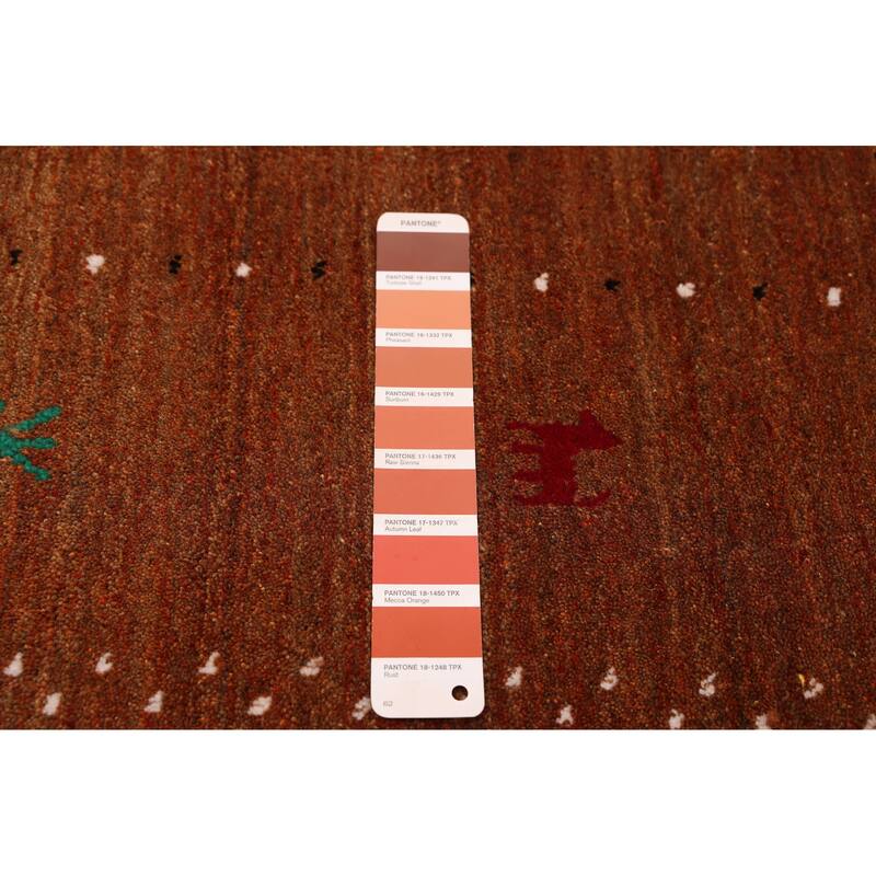 ECARPETGALLERY Hand Loomed Kashkuli Gabbeh Burnt Orange Wool Rug - 5'0 x 7'8