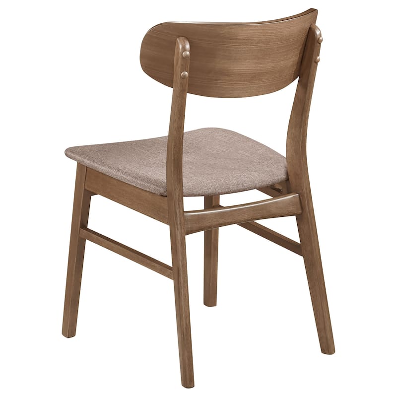 Dora Dining Chair Set of 2, Brown Fabric, Walnut Brown Wood, 19 Inch