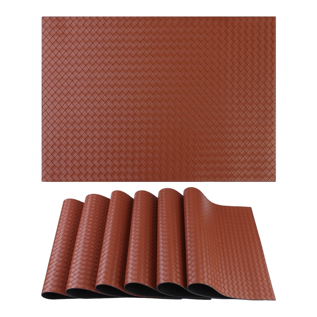 Placemats Set of 6 Leather Placemats for Kitchen Dining Table Decor Heat Resistant Table Placemats Wipeable Table Mat - 17*12in