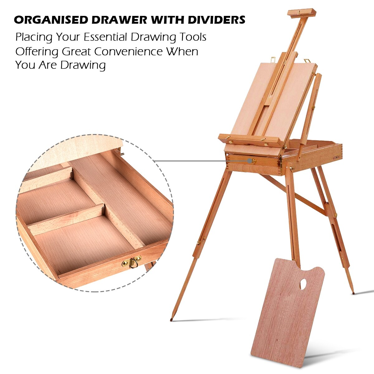 Convenient Drawing French Easel Box - China Easel with Stool