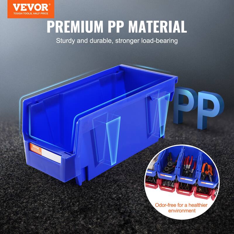 VEVOR Plastic Storage Bin,Hanging Stackable Storage Organizer Bin, Blue/Red,for,Office,or Pantry Organization