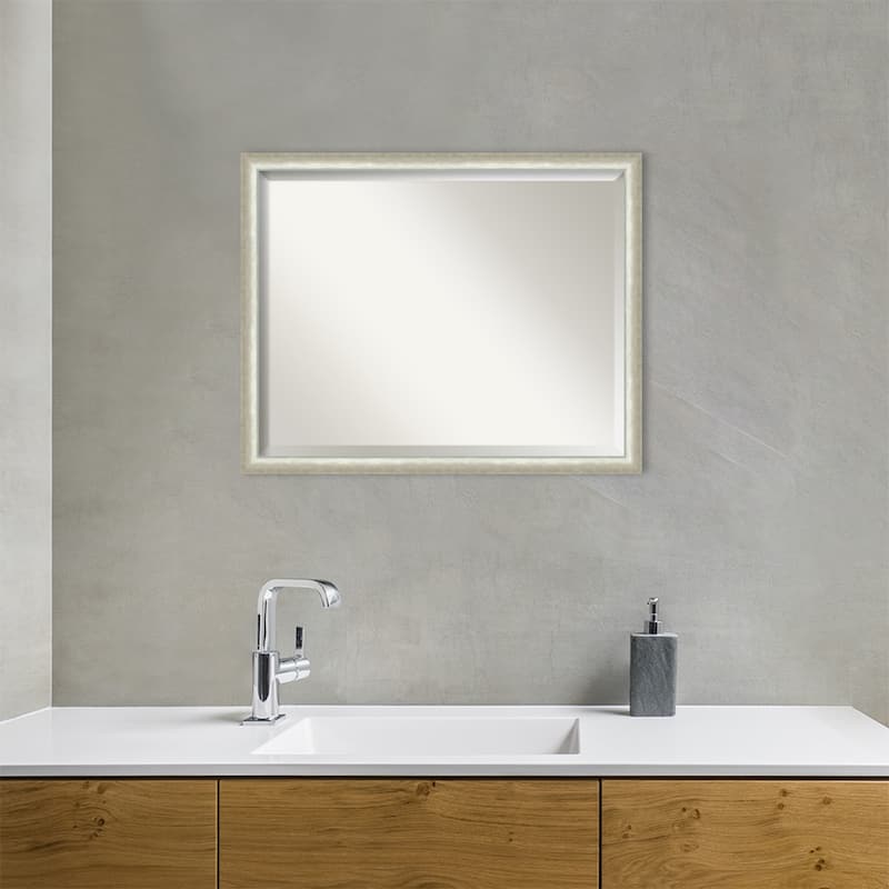 Two Tone Beveled Wood Framed Bathroom Vanity Wall Mirror