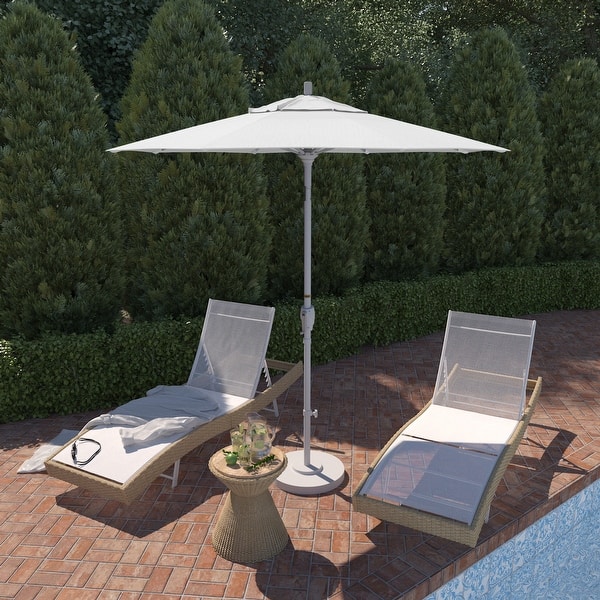 7 white patio umbrella California Umbrella 7.5' Round Crank Lift Push Button Tilt White Aluminum Patio  Umbrella with Pacifica Pacific Blue Fabric - Bed Bath & Beyond
