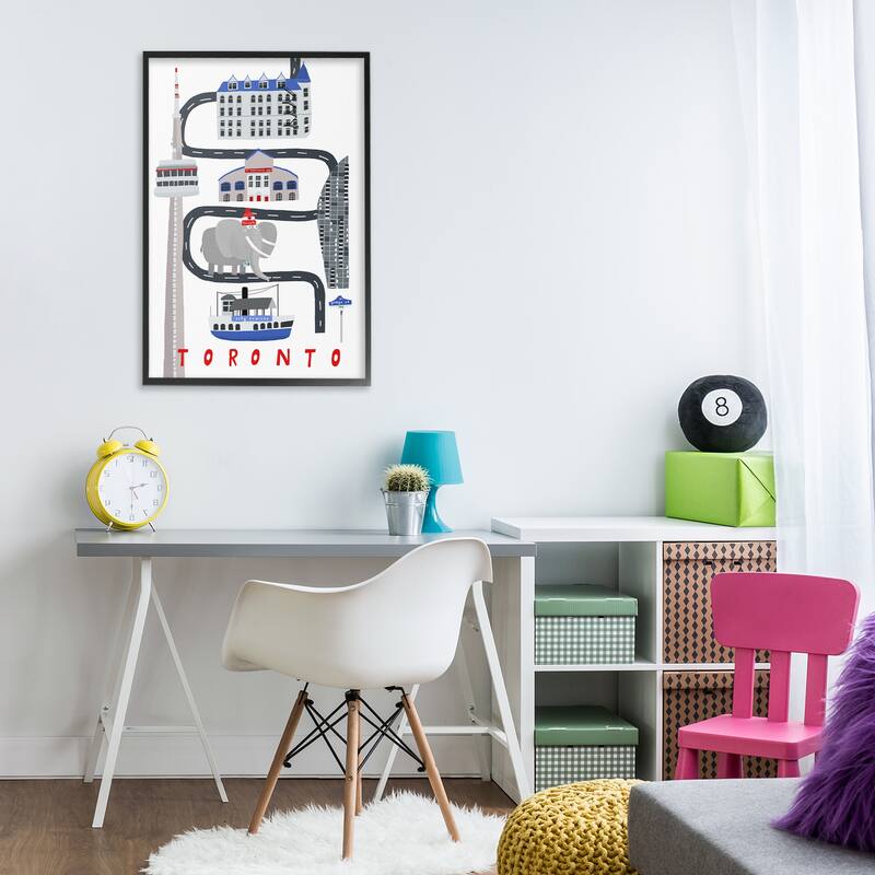Stupell Toronto Whimsical Travel City Framed Giclee Art Design By Carla Daly