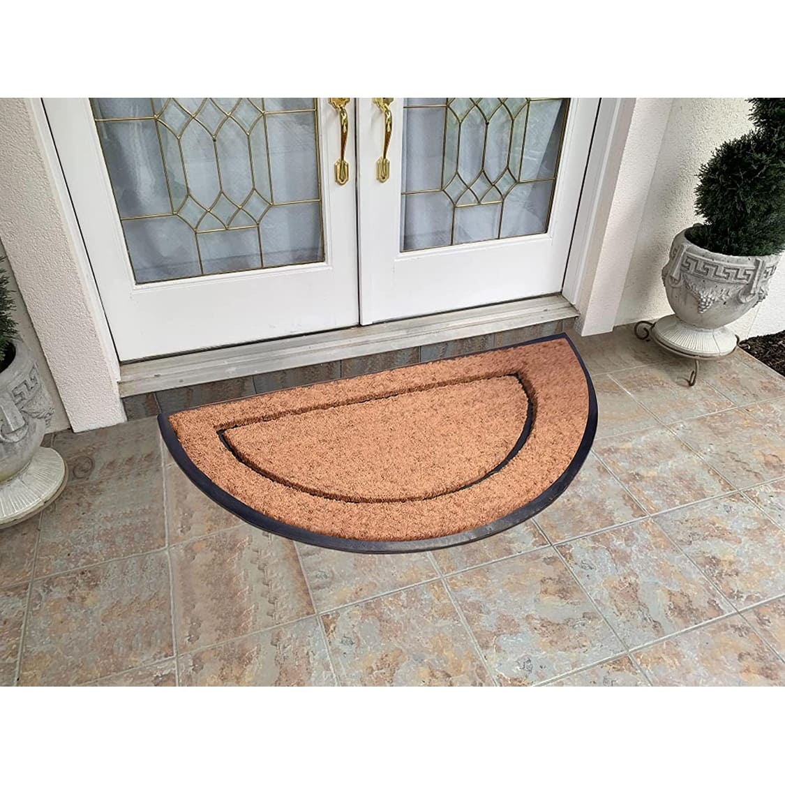 A1HC Natural Coir & Rubber Large Door Mat, Front Entry Doormat, Half ...