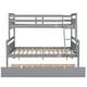 preview thumbnail 12 of 12, Gray Twin over Full Pine Wood Bunk Bed with Ladder and Twin Size Trundle
