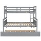 preview thumbnail 12 of 13, Grey Twin Over Full Bunk Bed with Safety Guardrail & Ladder, Wooden Bunk Bed Frame w/ Trundle, Convertible to 2 Separated Beds