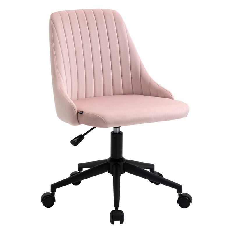Office Desk Chair with Back and Wheels, Adjustable Height Vanity Chair, 360° Swivel Armless Rolling Home Chair - N/A