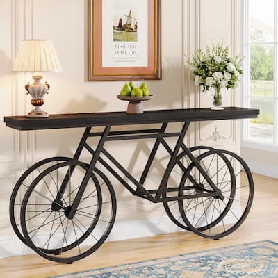 70.9 inch Extra Long Console Table with Bicycle Base, Narrow Sofa Table Industrial Entryway Table