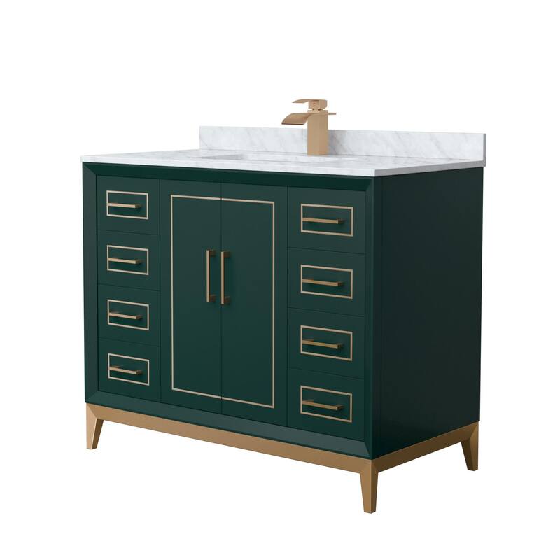 Wyndham Collection WCH515142S-NAT-UNSMXX Marlena 42" Free Standing - Green / Satin Bronze Hardware